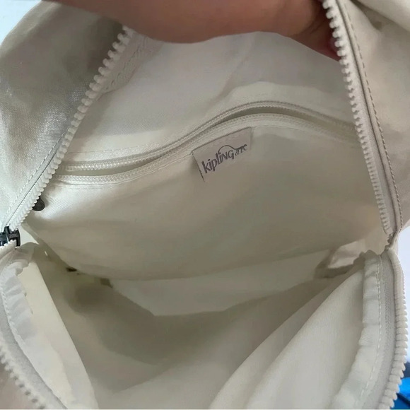 EUC Kipling Lovebug Travel Small Backpack Polyamide Milky Gray Color - Picture 8 of 11